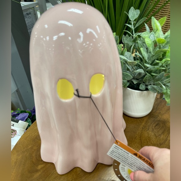 Pink Halloween Ghost Light Up Ceramic 12” Pinkoween 👻🩷NWT - Picture 1 of 7